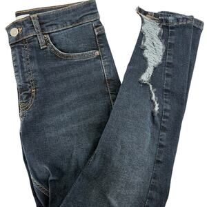2/$30 TOPSHOP Jamie Jeans Size 26  W26 To Fit L28 Blue Denim Skinny Distressed
